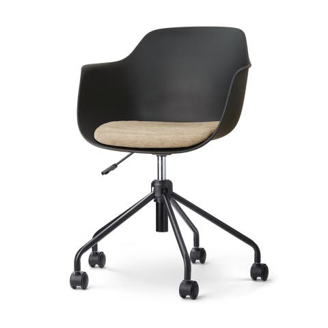 Nout-Liz eetkamerstoel zwart met nougatbruin zitkussen - zwart onderstel