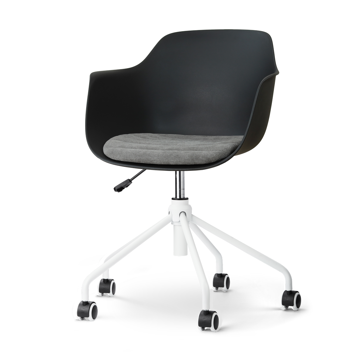 Nolon Nout-Liz eetkamerstoel zwart met zeegrijs zitkussen - wit onderstel