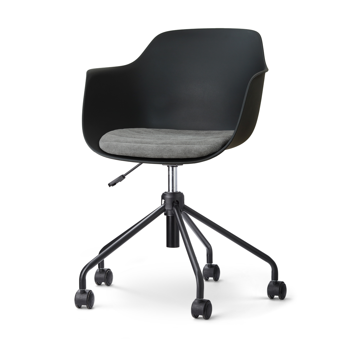 Nout-Liz eetkamerstoel zwart met zeegrijs zitkussen - zwart onderstel