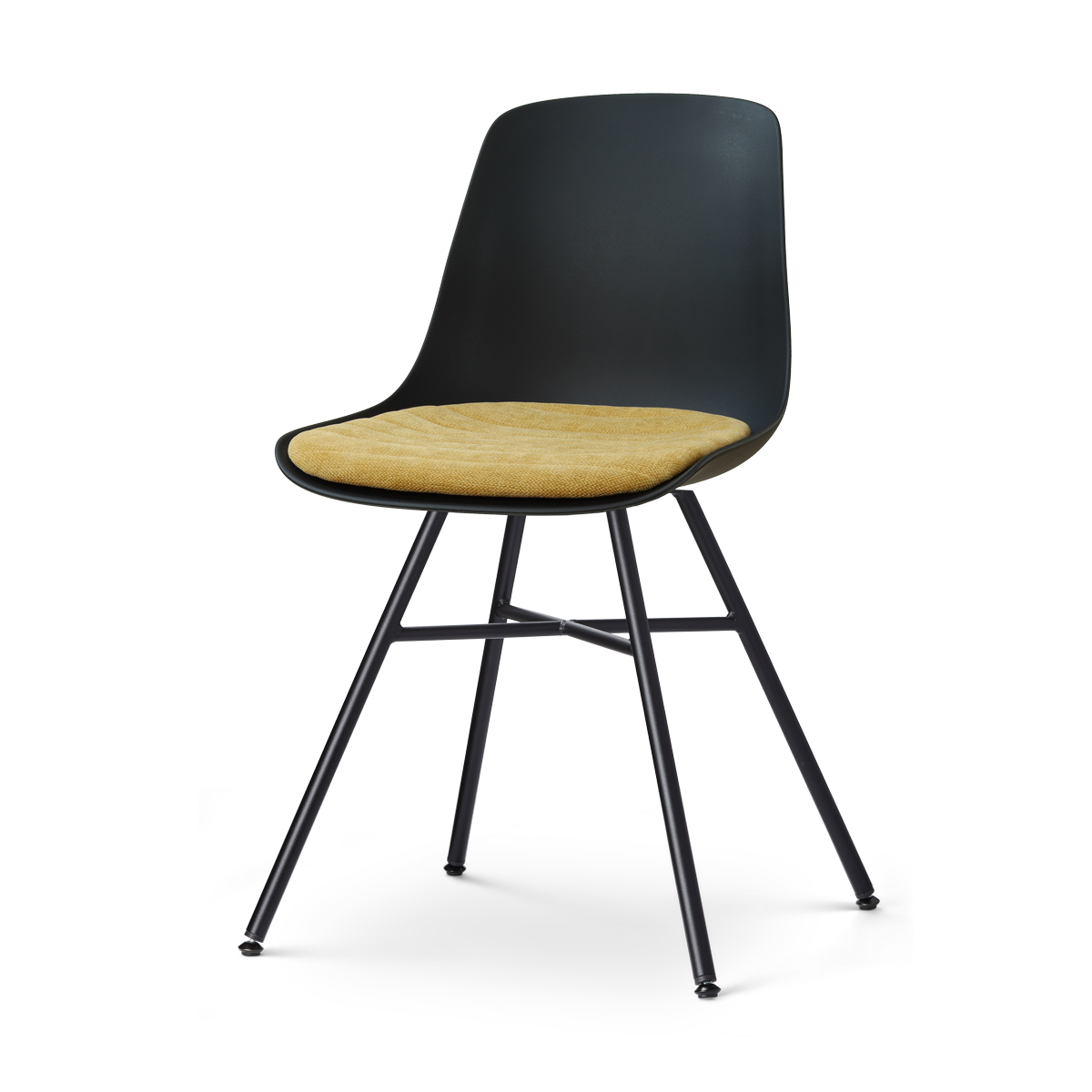 Noa-Liv eetkamerstoel zwart met warm oker zitkussen - zwart onderstel
