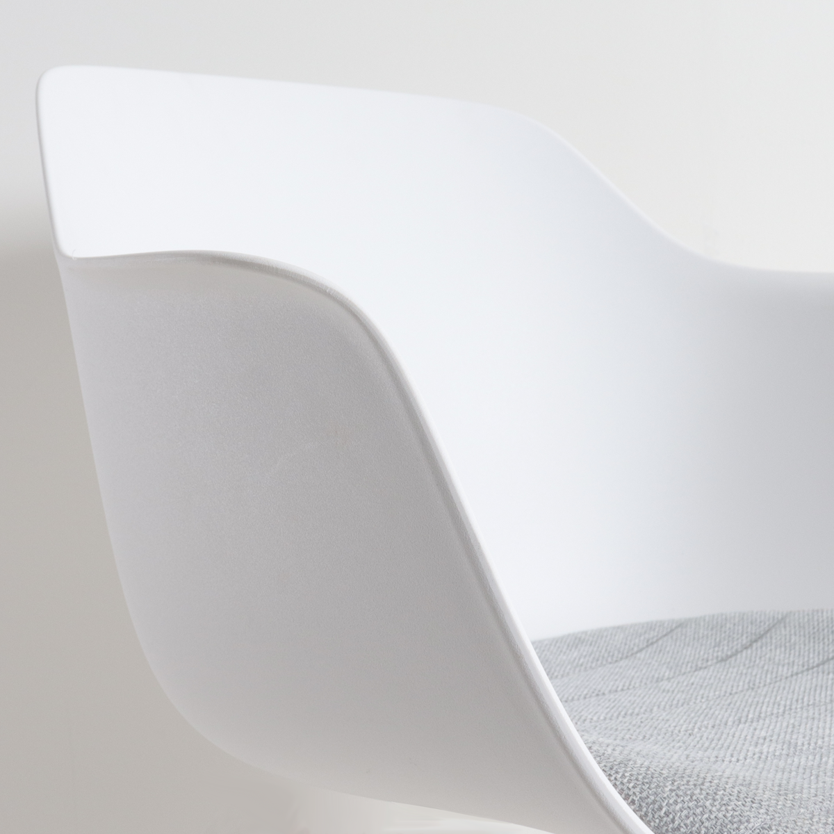 gebruiksvriendelijke draaibare eetkamerstoel wit met lichtgrijs zitkussen - zwart onderstel