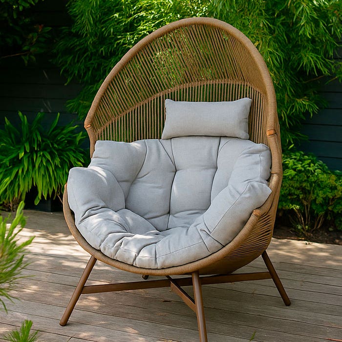 Ayla rattan tuin loungestoel beige - tuinstoel - tuin fauteuil - luxe - rotan