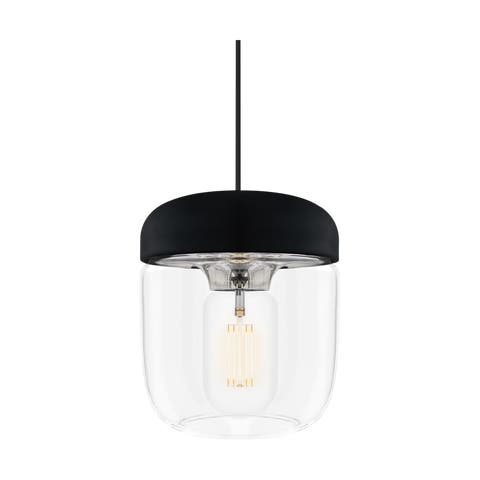 Acorn hanglamp zwart met steel - met koordset zwart - Ø 14 cm