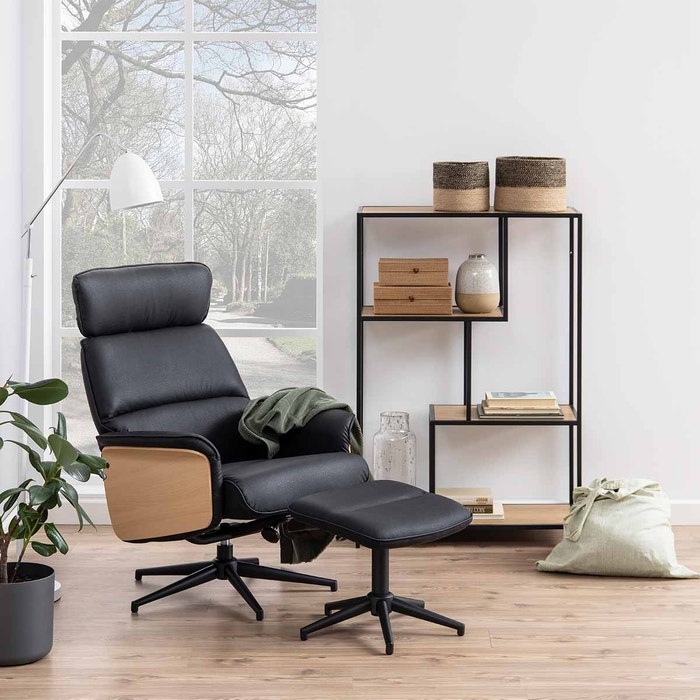 Vic houten boekenkast naturel - 77 x 114 cm - wandkast - open kast - industrieel - laag - woonkamer - met vakken - asymmetrisch