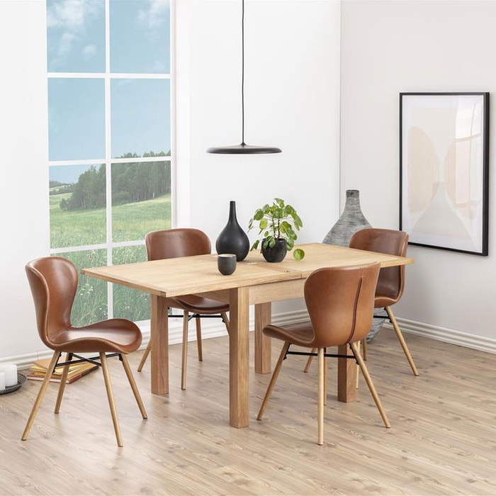 Fem eetkamerstoel kunstleer cognac - kuipstoelen - pu leer