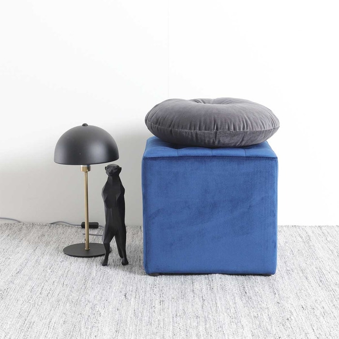 Dani velvet poef donkerblauw - 38 x 38 cm - fluweel - velours