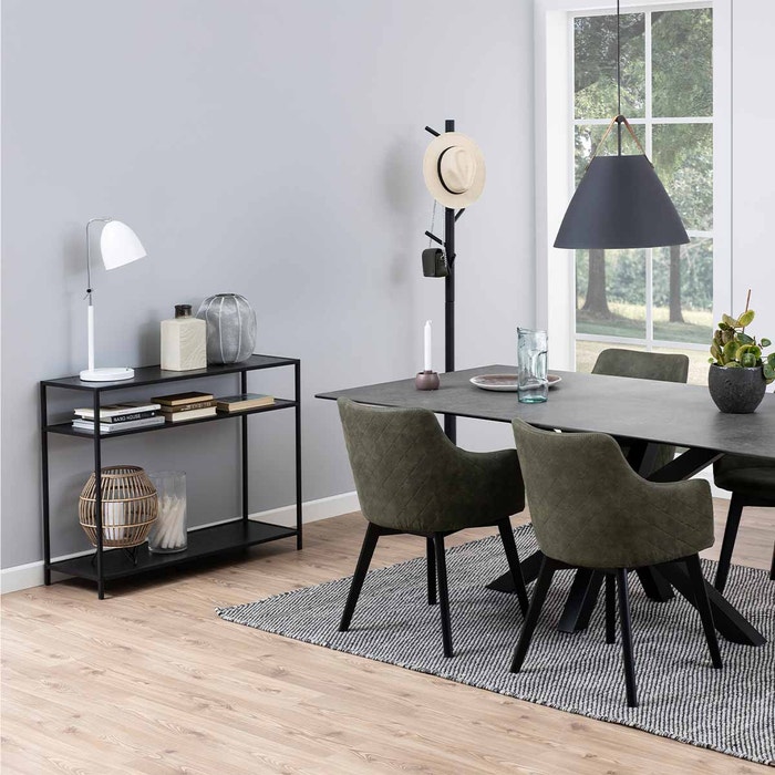 Vic houten sidetable zwart - 100 x 35 cm - industrieel - opbergkast - dressoir