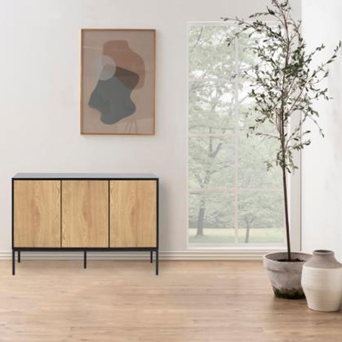 Vic houten opbergkast naturel - 120 x 82 cm - industrieel - dressoir