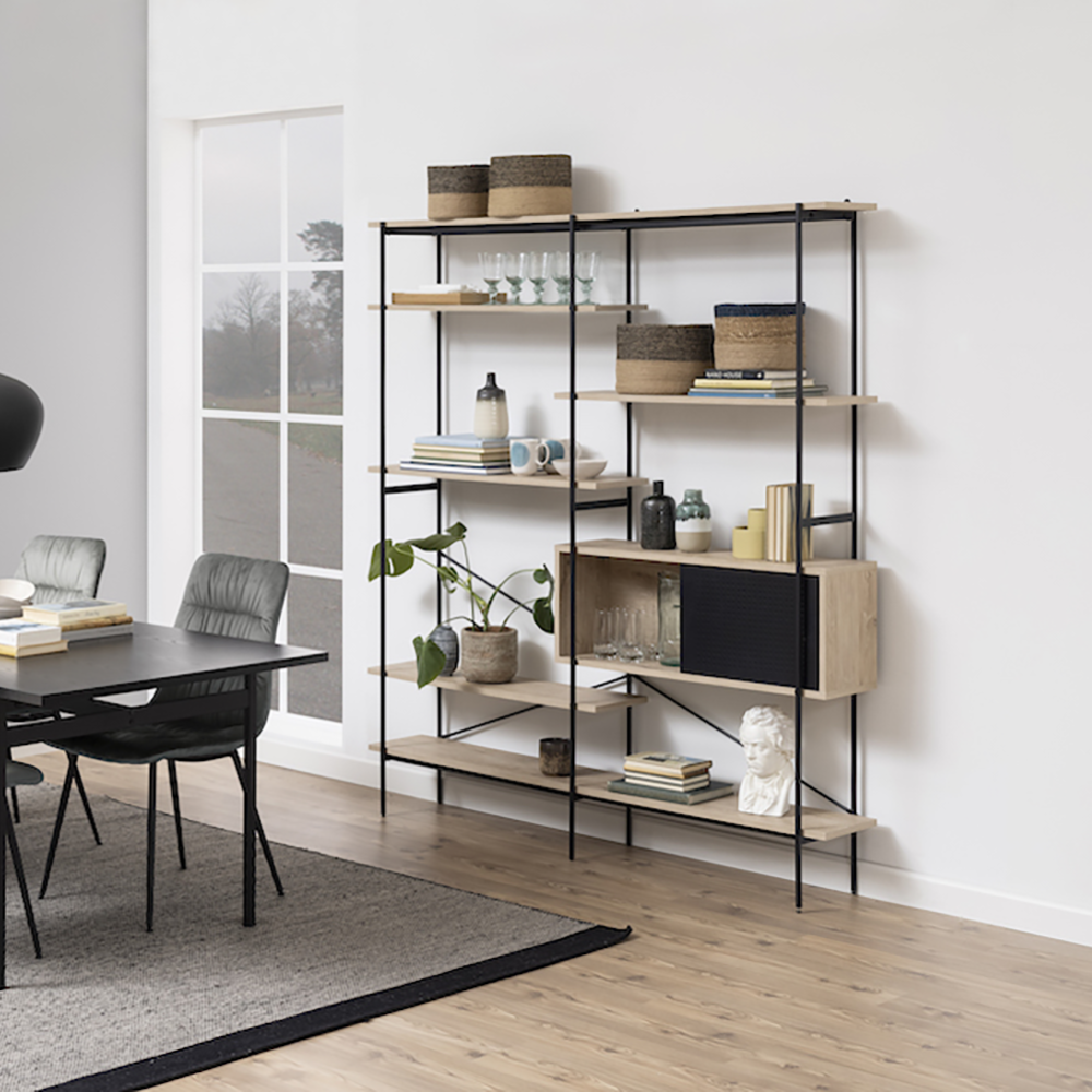 Nik houten wandkast whitewash - 172 x 188 cm - open kast - industriele - breed