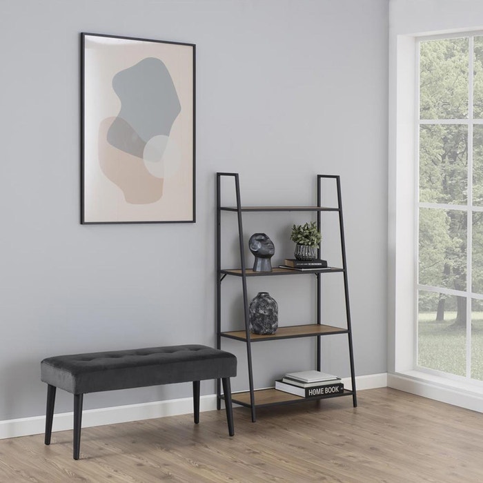 Danique velvet bankje donkergrijs - 95 x 38 cm - fluwelen - halbankje
