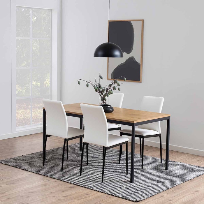 Vic houten eettafel naturel - 160 x 80 cm - eettafel - hoog - hoge eettafel - in keuken - industrieel - 4 personen - smalle