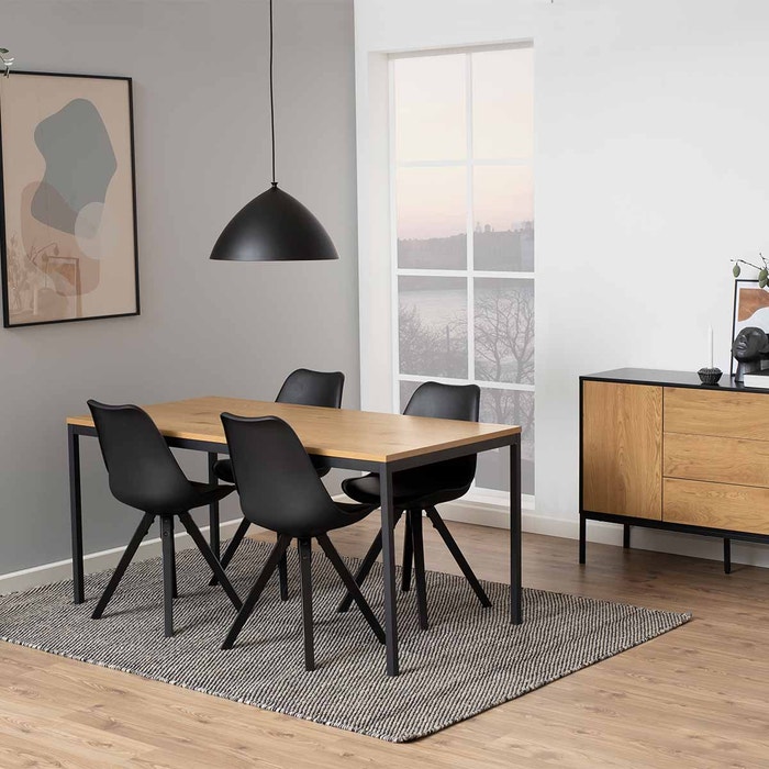 Vic houten eettafel naturel - 180 x 90 cm - industriele - zes persoons
