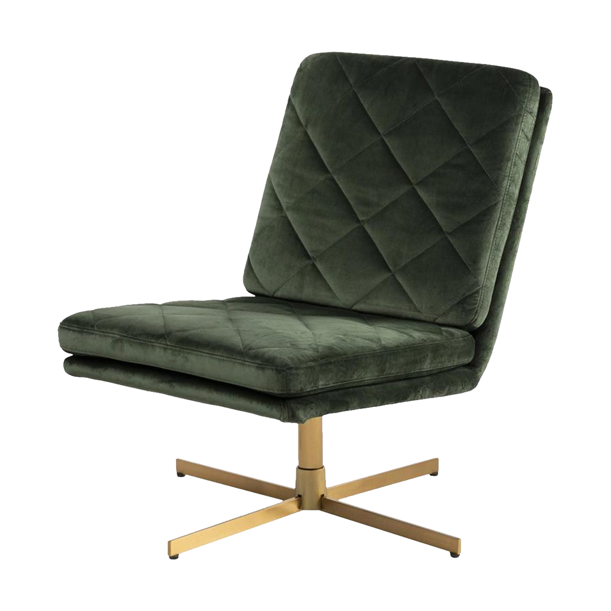 Britt draaibare velvet fauteuil donkergroen - gouden onderstel 