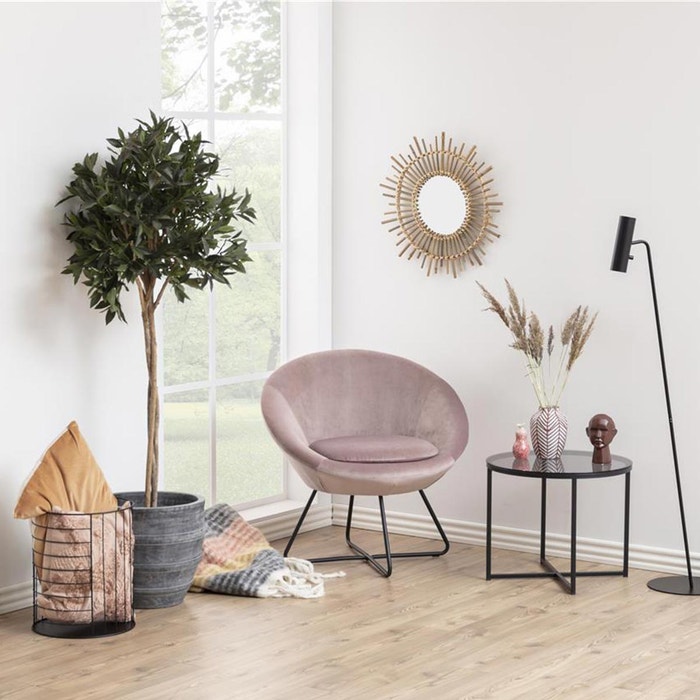 Merel velvet fauteuil roze  - ronde - fluwelen