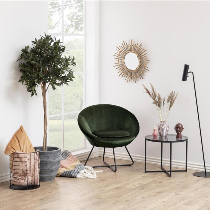 Merel velvet fauteuil donkergroen  - fluweel - rond