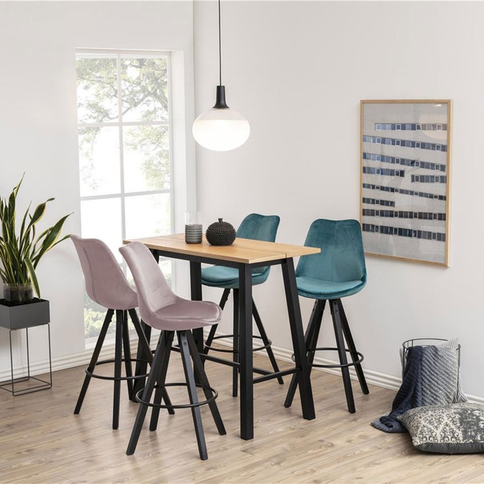 Hidde houten bartafel naturel - zwarte poten - 115 x 58 cm - keuken tafel
