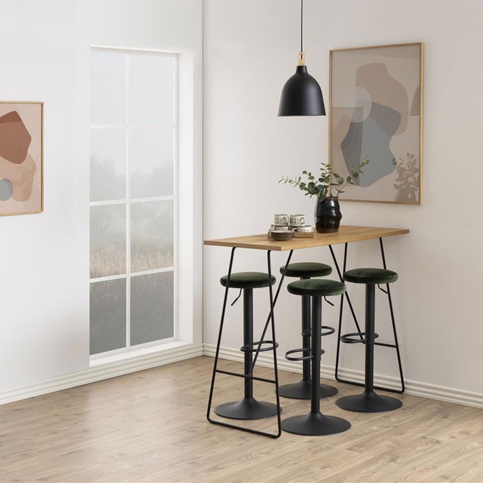 Emma velvet barkruk donkergroen - 80 cm - fluweel - draaibaar - verstelbaar