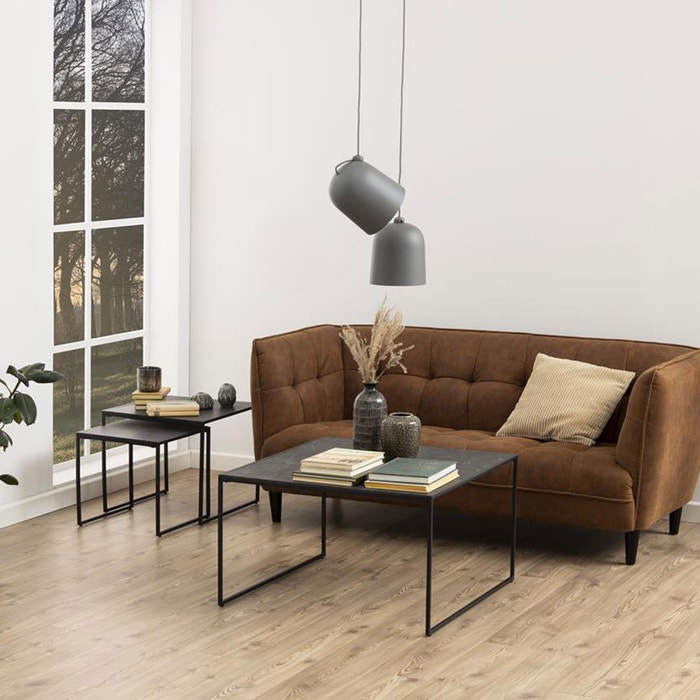 Imke salontafel marmerlook antraciet - 80 x 80 cm  - zwarte
