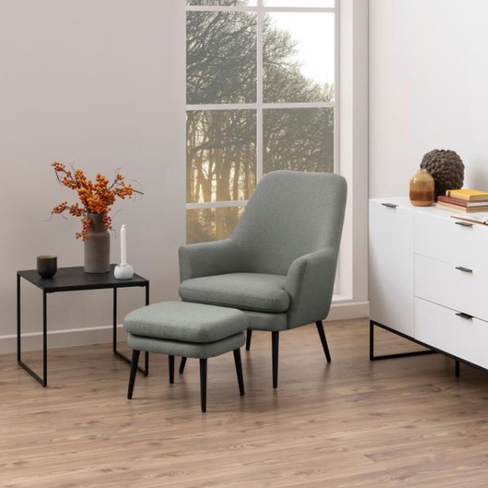 Imke salontafel marmerlook antraciet - 50 x 50 cm  - zwarte - bijzettafel