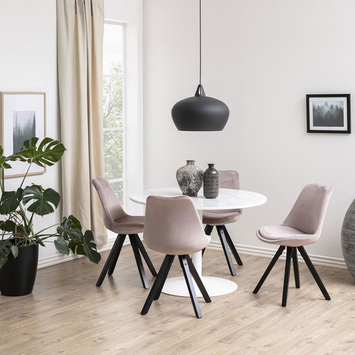 Luci eettafel marmer wit - wit metalen onderstel - Ø110 cm - eetkamertafel - keukentafel - kleine - industrieel - 4 persoons - scandinavisch - kleine ronde eetatfel - eettafel voor kleine ruimte