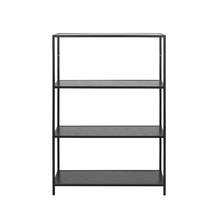 Vic houten staande boekenkast zwart - 77 x 114 cm - industriele - open - wandkast