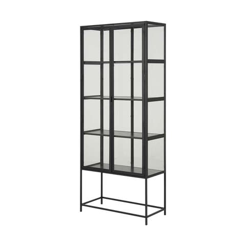Vic vitrinekast zwart - 77 x 186 cm