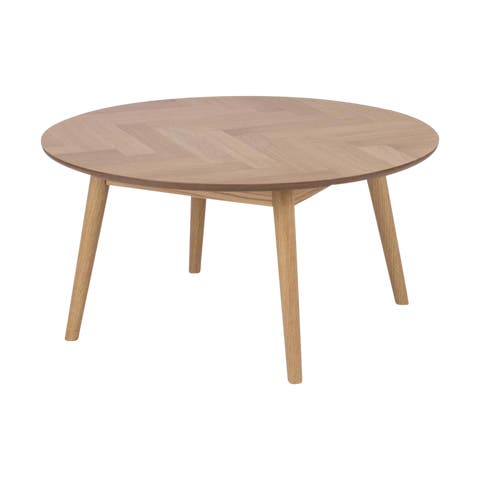 Senn houten salontafel whitewash visgraat - Ø 90 cm