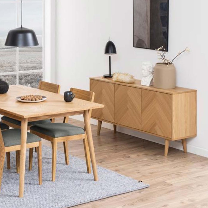Senn houten dressoir naturel visgraat - 150 x 40 cm - opbergkast