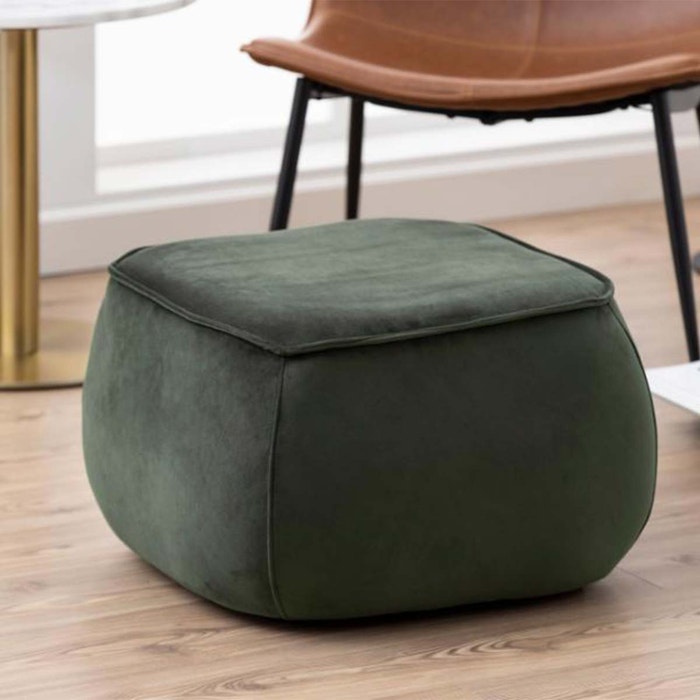Jolie velvet poef donkergroen - 60 x 60 cm - fluweel - hocker