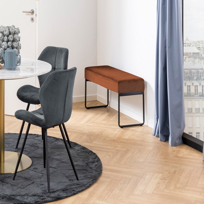 Joes velvet bankje koper - 95 x 38 cm - velours - eetkamerbank