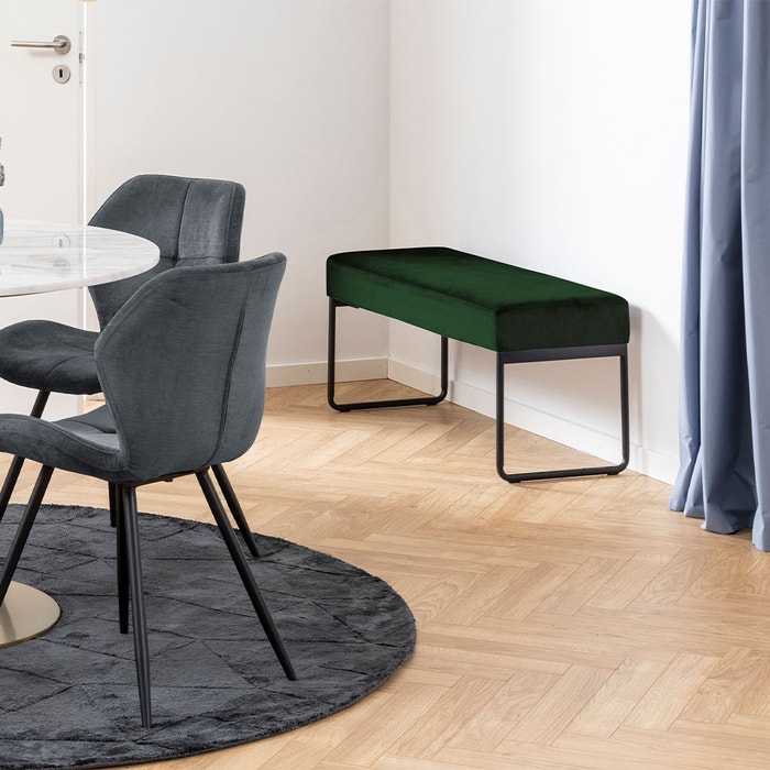 Joes velvet bankje donkergroen - 95 x 38 cm - halbankje - fluwelen