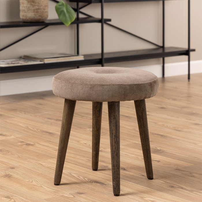 Inga ribstof krukje beige - Ø 40 cm - creme - zacht