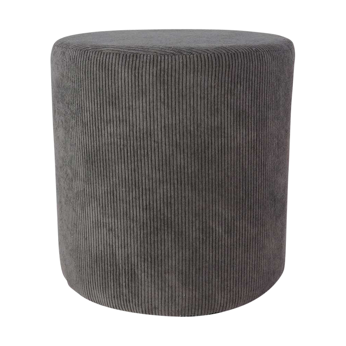 Boaz ribstof poef donkergrijs - Ø 34 x 36 cm