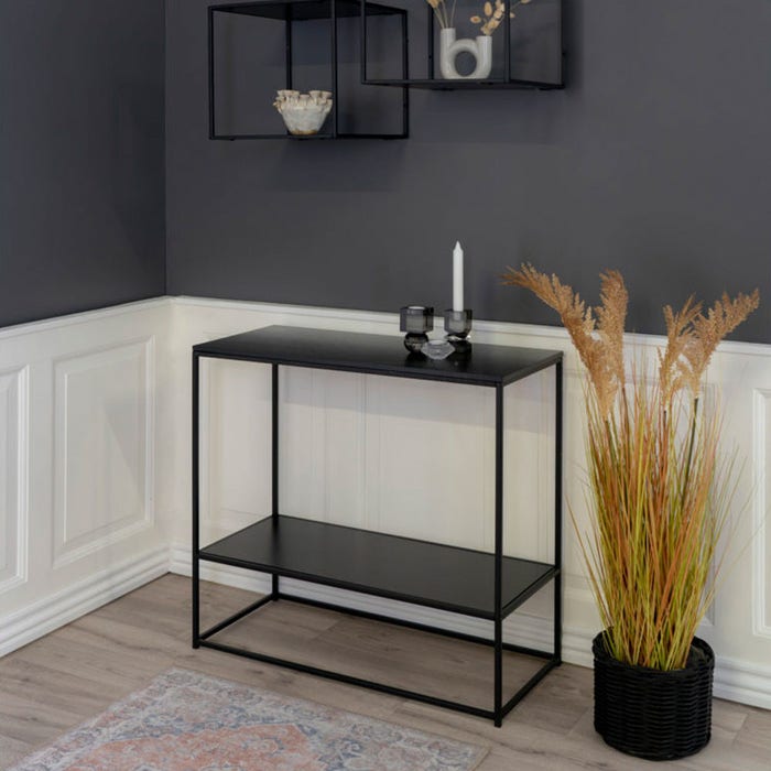 Karen metalen sidetable zwart - 80 x 36 cm - dressoir - wandkast