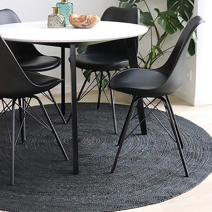 Milou jute vloerkleed donkergrijs - Ø 150 cm - kleed - woonkamer - grijs - antraciet
