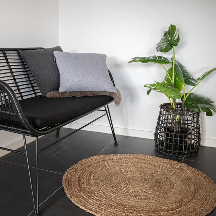 Milou jute vloerkleed naturel - Ø 90 cm - kleed - woonkamer - bruin