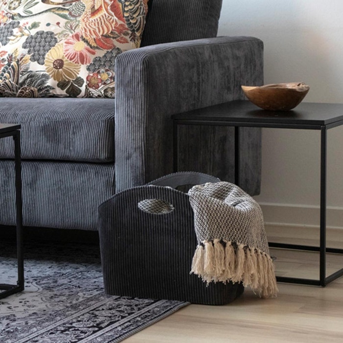 Philou opbergmand ribstof donkerblauw - 40 x 30 cm - tijdschriften mand