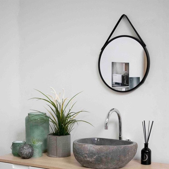 Sarah ronde wandspiegel zwart - Ø 38 cm - spiegel - industrieel - hal - in woonkamer - kleine - slaapkamer - aan de muur