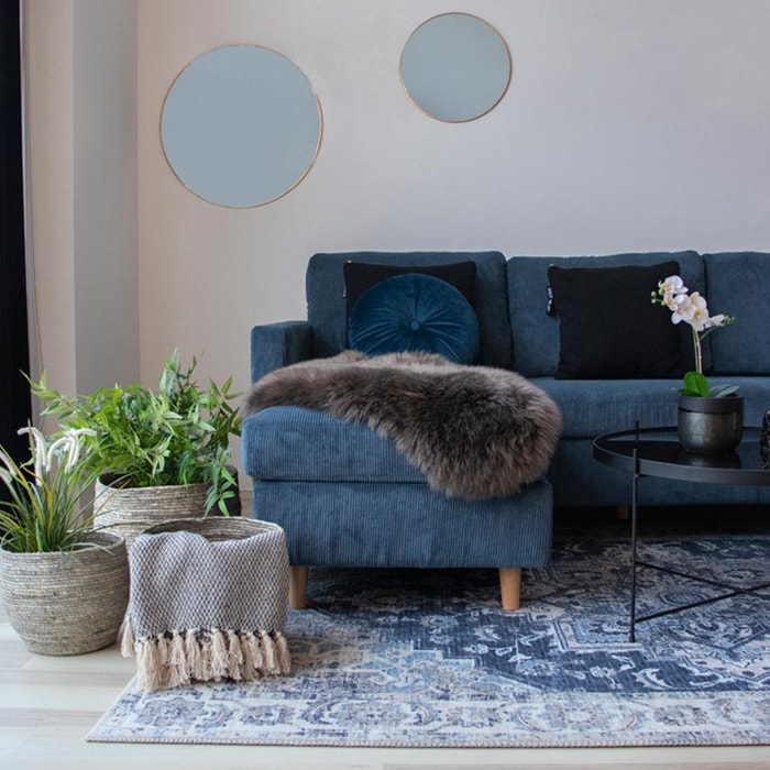 Valerie vloerkleed blauw - 230 x 160 cm - kleed - groot - woonkamer - slaapkamer - laagpolig - gekleurd - kleurrijk - rechthoekig