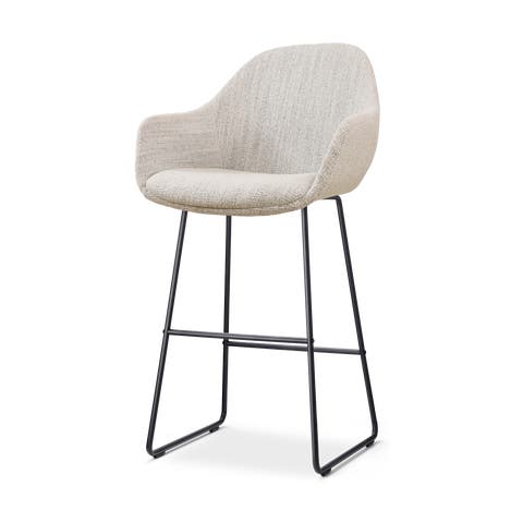 Nino-Mae barkruk beige gemêleerd - zwart onderstel - 75 cm