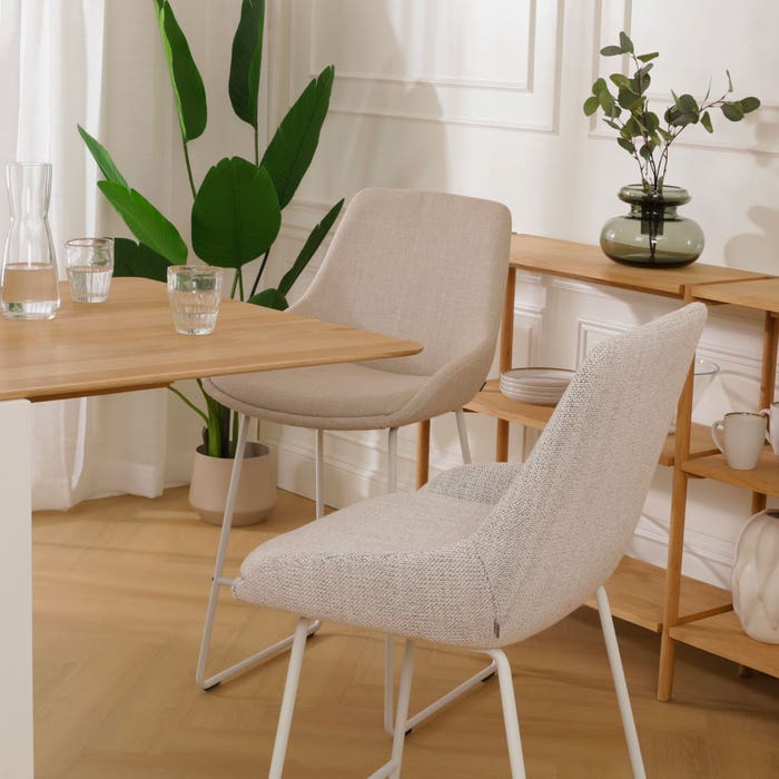 scandinavische hoge barkruk beige gemêleerd - wit onderstel - 75 cm - Nino-Isa 
