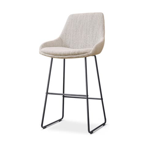 Nino-Isa barkruk beige gemêleerd - zwart onderstel - 75 cm