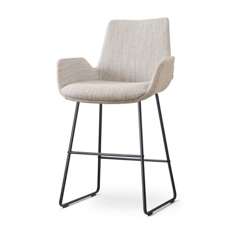 Nino-Eef barkruk beige gemêleerd - zwart onderstel - 65 cm