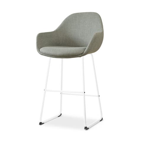 Nino-Mae barkruk saliegroen - wit onderstel - 75 cm