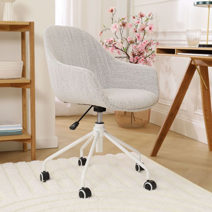 design bureaustoel roomwit met zwarte draad - wit onderstel Nout-Mae