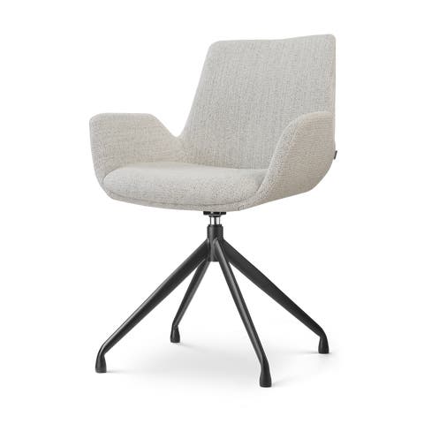 Nola-Eef draaibare eetkamerstoel beige gemêleerd - zwart onderstel