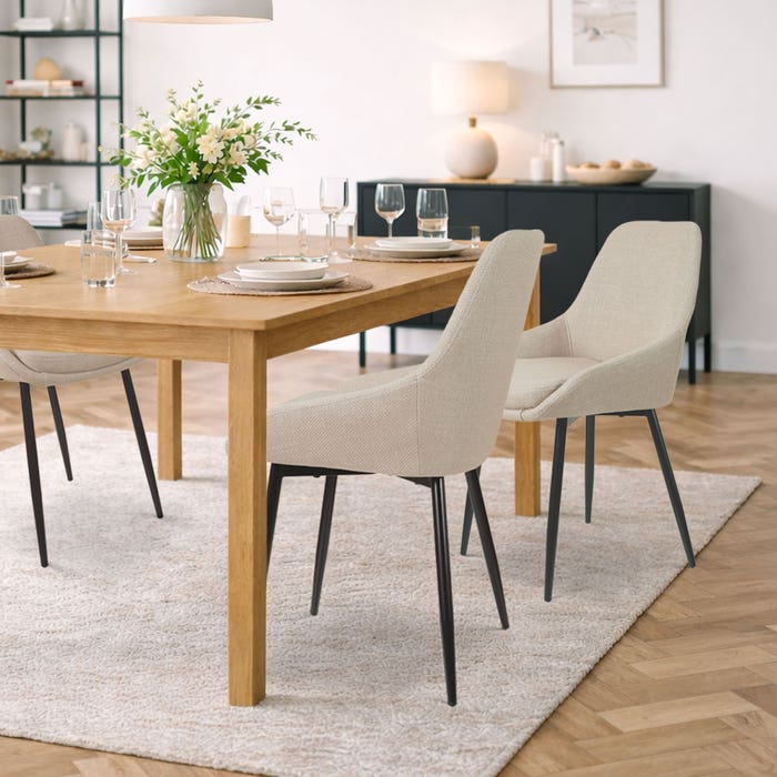 Vera eetkamerstoel beige design - crème - scandinavisch - japandi - luxe - stof - comfortabele