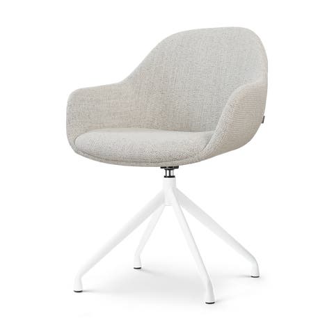 Nola-Mae draaibare eetkamerstoel beige gemêleerd - wit onderstel