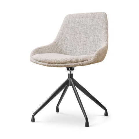 Nola-Isa draaibare eetkamerstoel beige gemêleerd - zwart onderstel