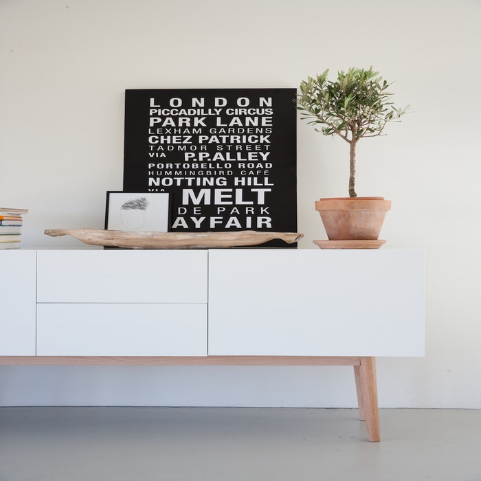 Roos houten dressoir wit - 150 x 40 cm - tv meubel - sideboard - scandinavisch